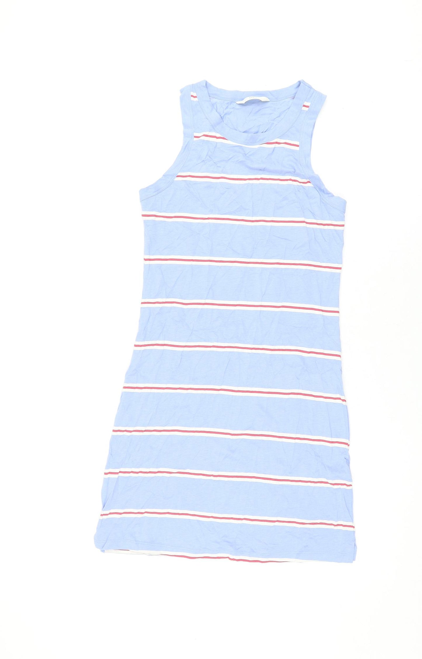 Marks and Spencer Womens Blue Striped Cotton Mini Size S Round Neck Pullover