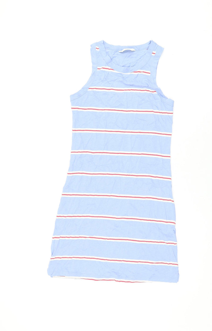 Marks and Spencer Womens Blue Striped Cotton Mini Size S Round Neck Pullover