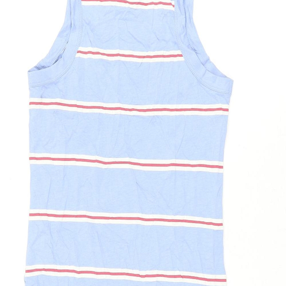 Marks and Spencer Womens Blue Striped Cotton Mini Size S Round Neck Pullover