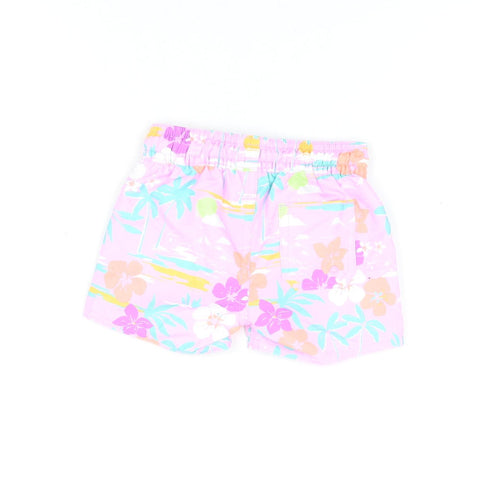 Marks and Spencer Boys Purple Floral Polyester Shorts Outfit/Set Size 3-6 Months Drawstring - Swim Shorts