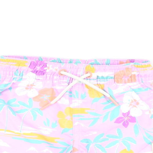 Marks and Spencer Boys Purple Floral Polyester Shorts Outfit/Set Size 3-6 Months Drawstring - Swim Shorts