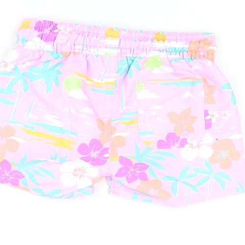 Marks and Spencer Boys Purple Floral Polyester Shorts Outfit/Set Size 3-6 Months Drawstring - Swim Shorts