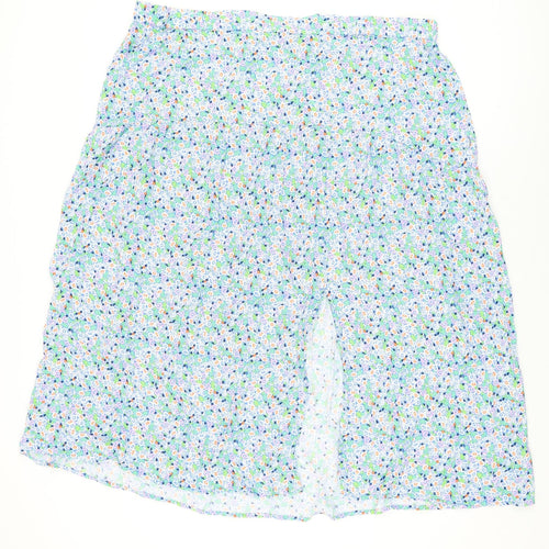 Marks and Spencer Womens Blue Floral Viscose Flare Skirt Size 22