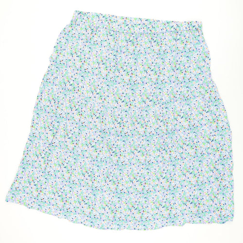 Marks and Spencer Womens Blue Floral Viscose Flare Skirt Size 22