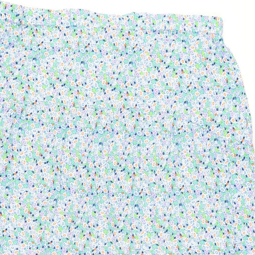 Marks and Spencer Womens Blue Floral Viscose Flare Skirt Size 22
