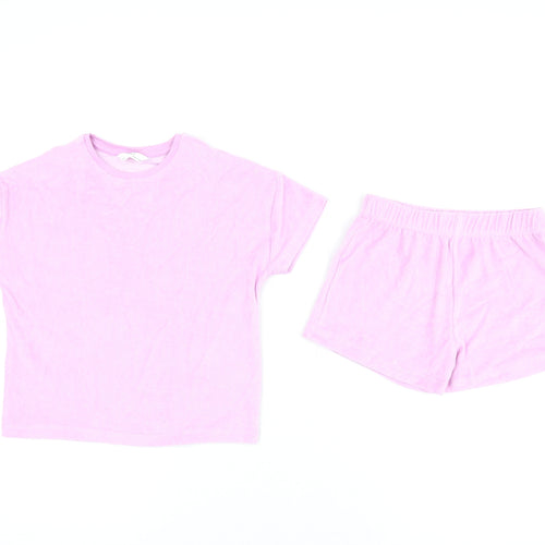 Marks and Spencer Girls Purple Cotton Shorts Outfit/Set Size 5-6 Years Pullover