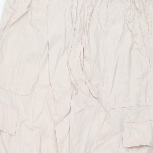 Marks and Spencer Womens Pink Cotton Cargo Trousers Size 20 L27 in Regular Drawstring