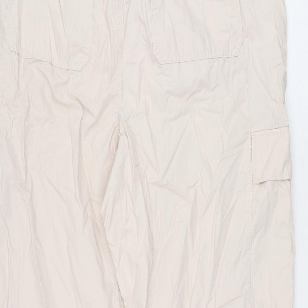 Marks and Spencer Womens Pink Cotton Cargo Trousers Size 20 L27 in Regular Drawstring