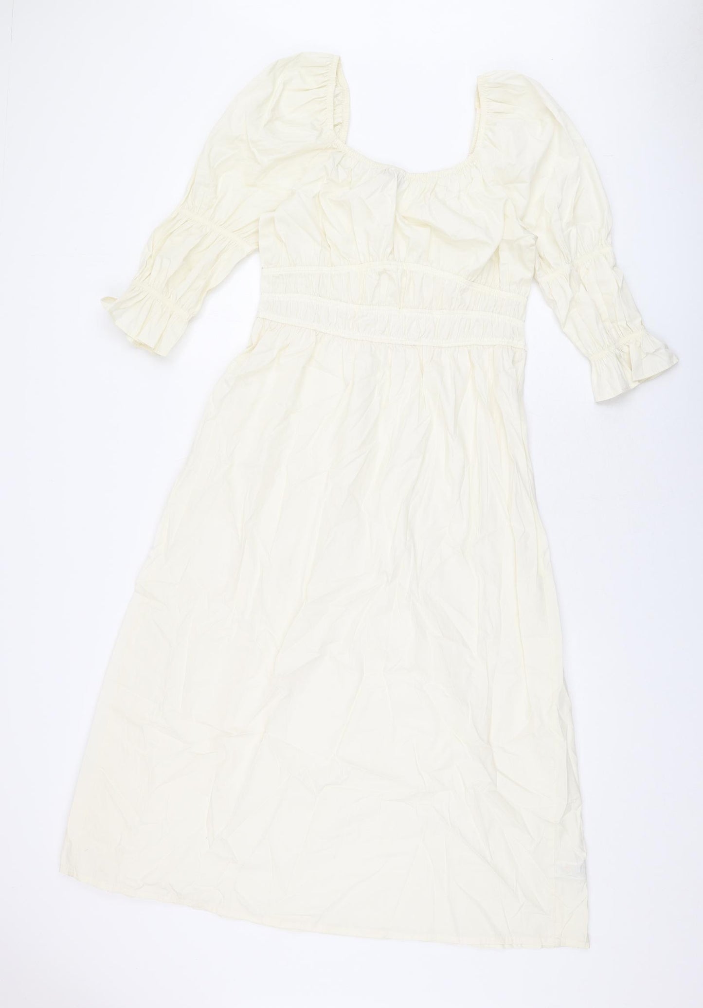 Marks and Spencer Womens Ivory Cotton A-Line Size 12 Square Neck Pullover