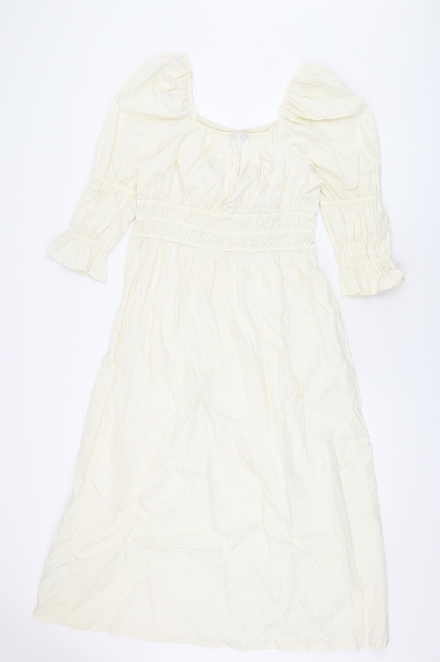 Marks and Spencer Womens Ivory Cotton A-Line Size 12 Square Neck Pullover