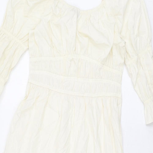 Marks and Spencer Womens Ivory Cotton A-Line Size 12 Square Neck Pullover