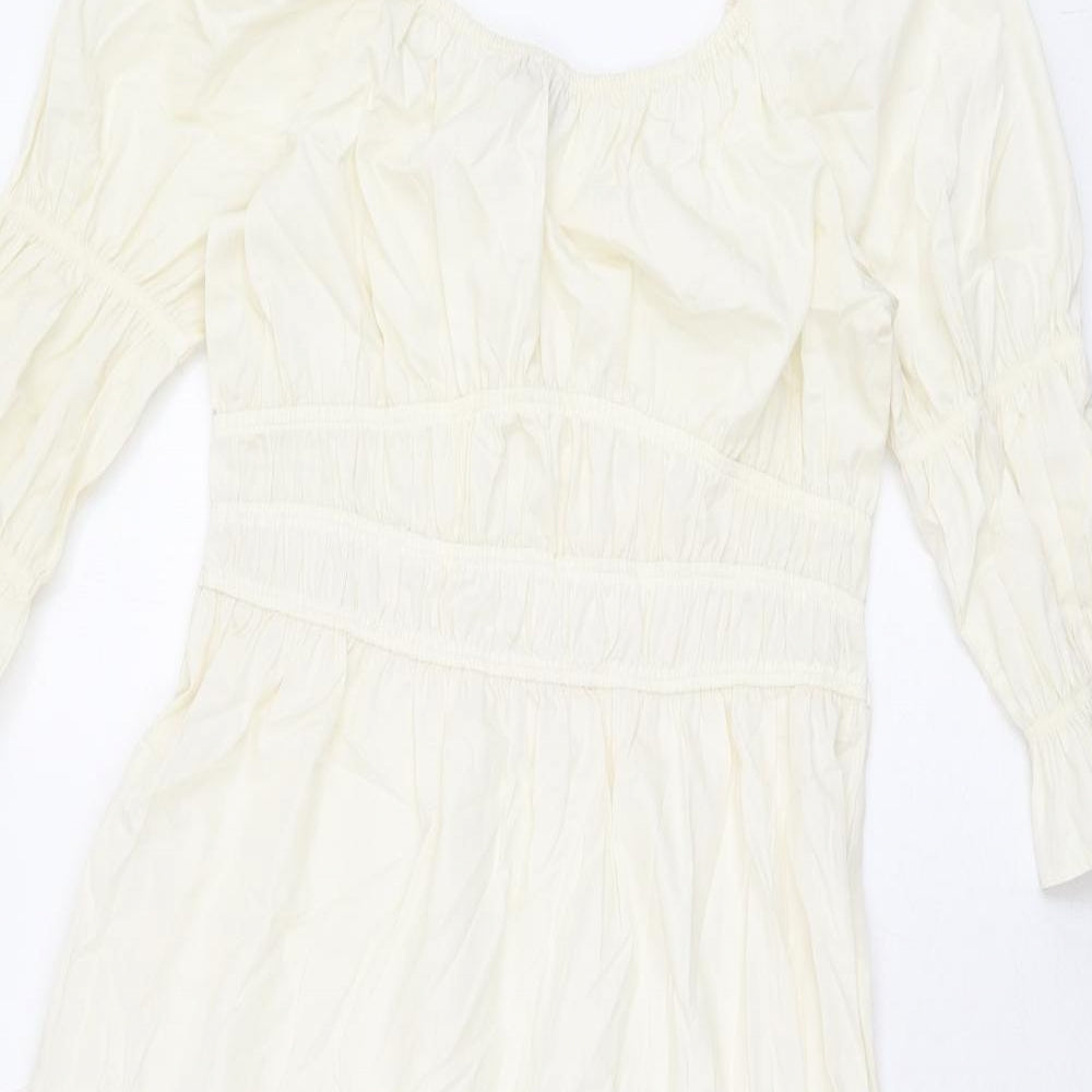 Marks and Spencer Womens Ivory Cotton A-Line Size 12 Square Neck Pullover
