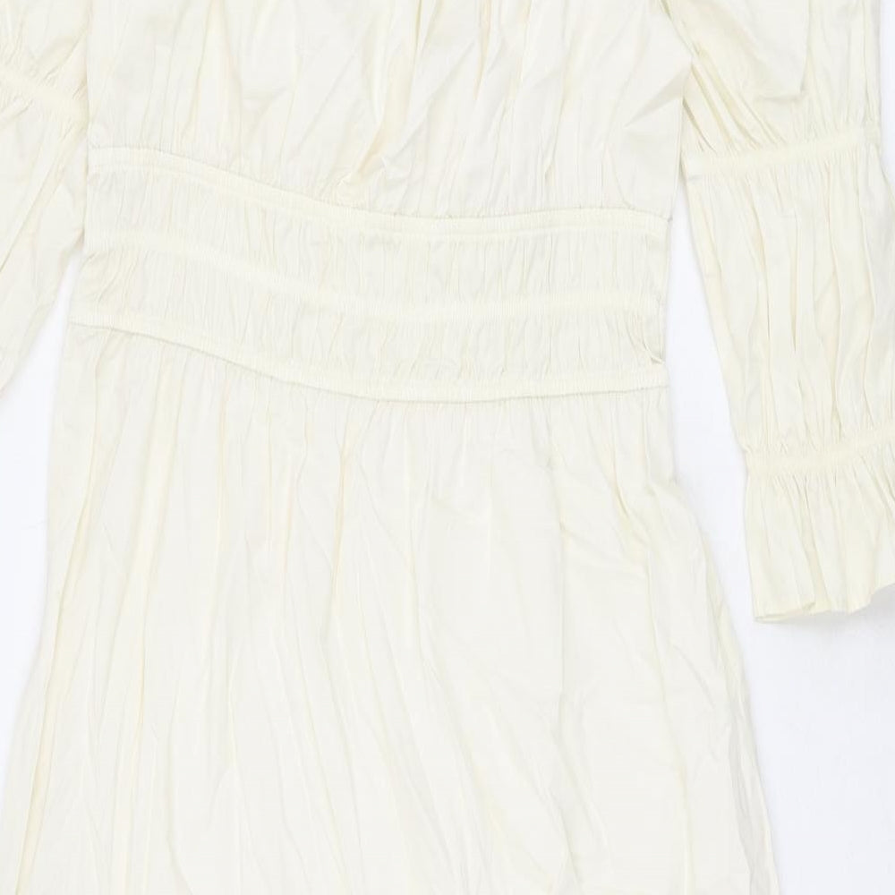 Marks and Spencer Womens Ivory Cotton A-Line Size 12 Square Neck Pullover