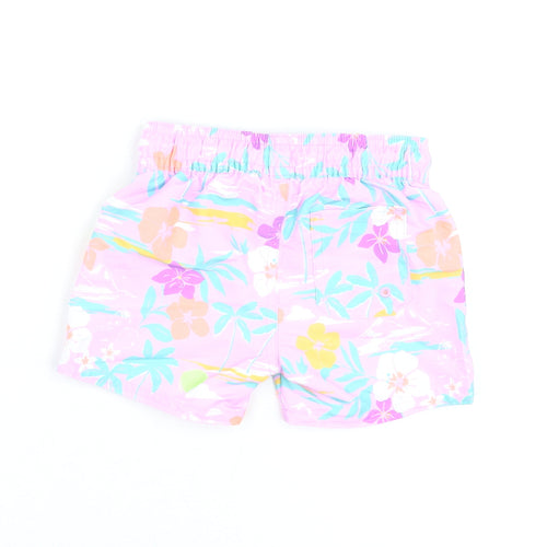 Marks and Spencer Boys Purple Floral Polyester Shorts Outfit/Set Size 0-3 Months Drawstring - Swim Shorts