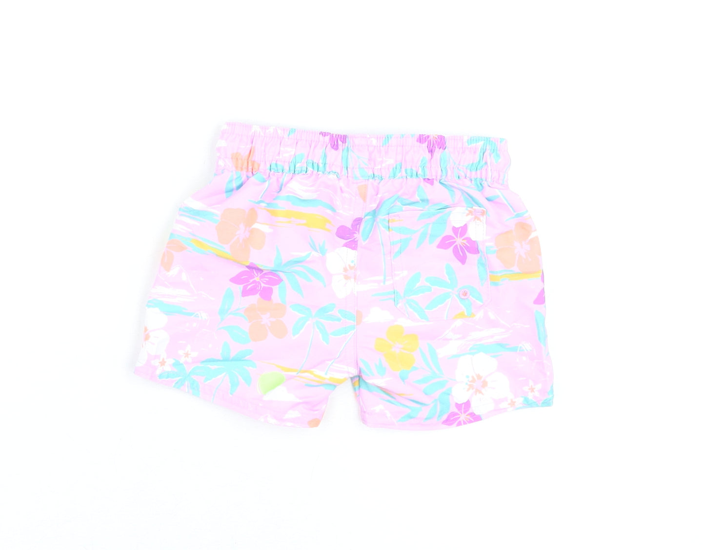 Marks and Spencer Boys Purple Floral Polyester Shorts Outfit/Set Size 0-3 Months Drawstring - Swim Shorts