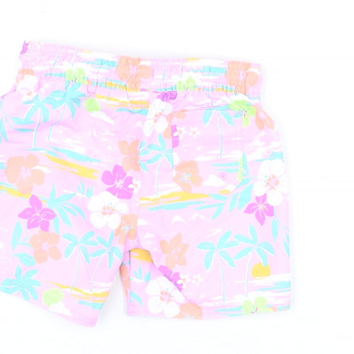 Marks and Spencer Boys Purple Floral Polyester Shorts Outfit/Set Size 18-24 Months Drawstring - Swim Shorts