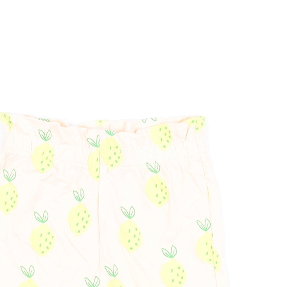 Marks and Spencer Girls Pink Geometric Cotton Shorts Outfit/Set Size 6-9 Months Pullover - Lemon Print