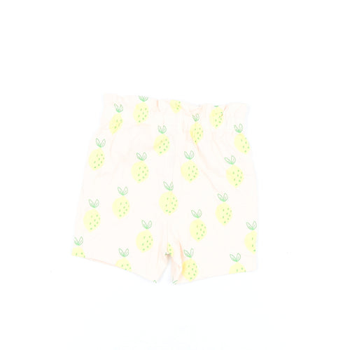 Marks and Spencer Girls Pink Geometric Cotton Shorts Outfit/Set Size 9-12 Months Pullover - Lemon Print