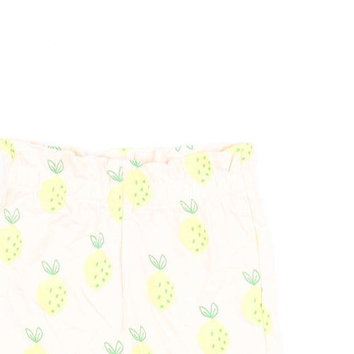 Marks and Spencer Girls Pink Geometric Cotton Shorts Outfit/Set Size 9-12 Months Pullover - Lemon Print