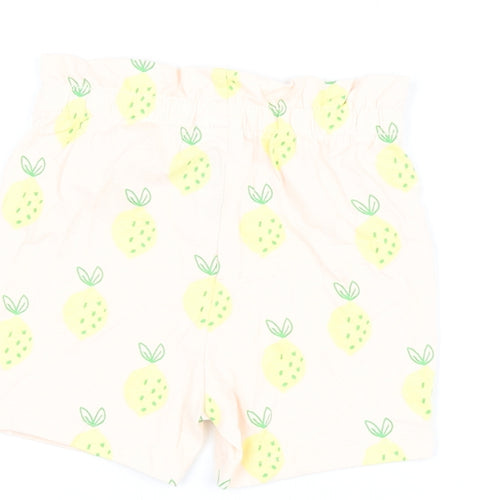Marks and Spencer Girls Pink Geometric Cotton Shorts Outfit/Set Size 9-12 Months Pullover - Lemon Print