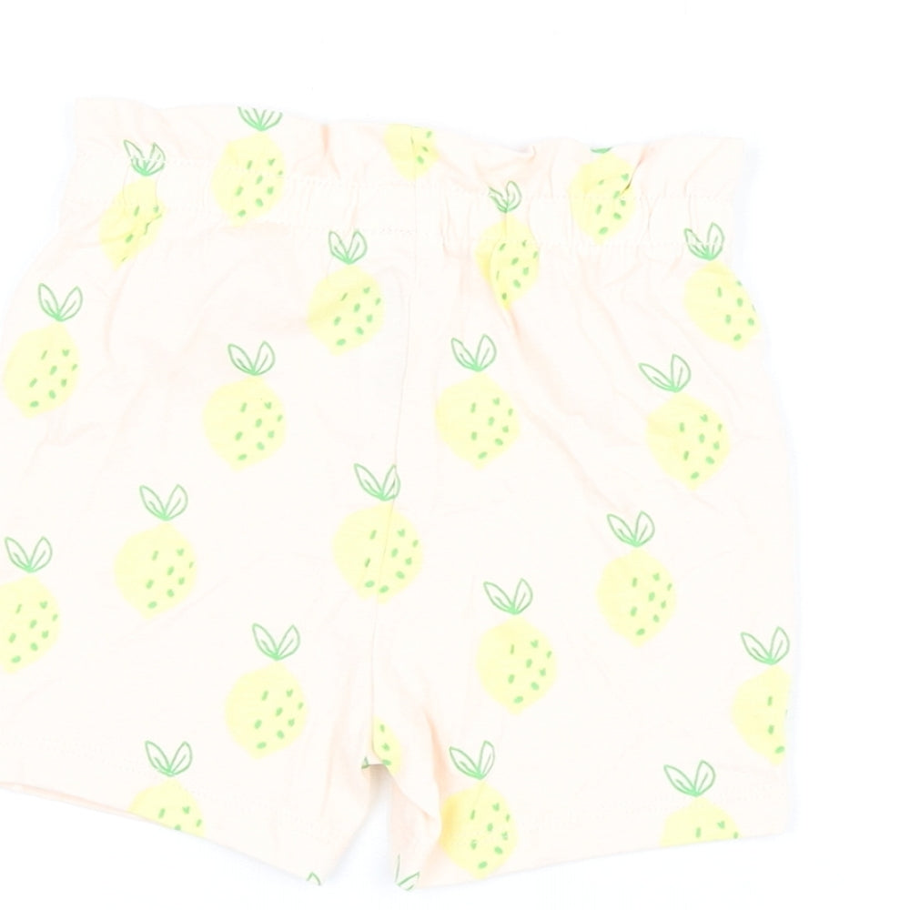 Marks and Spencer Girls Pink Geometric Cotton Shorts Outfit/Set Size 9-12 Months Pullover - Lemon Print