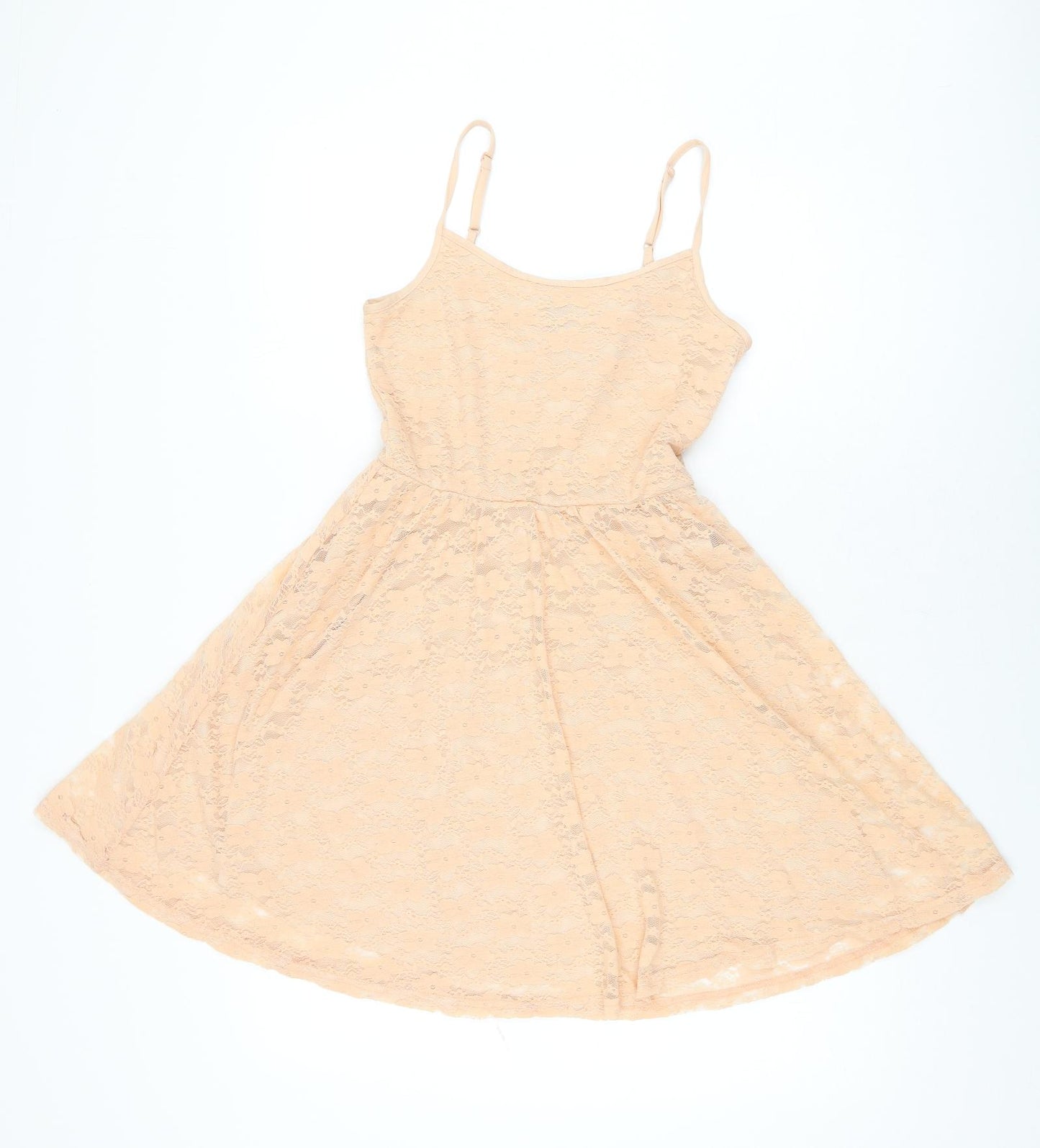 ASOS Womens Pink Floral Nylon Skater Dress Size 6 Scoop Neck Pullover