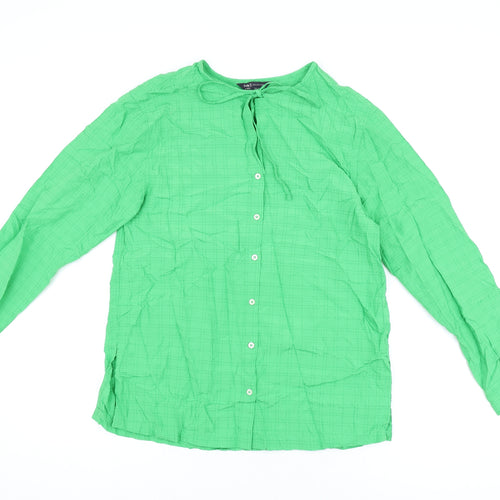 Marks and Spencer Womens Green Modal Basic Button-Up Size 8 Round Neck
