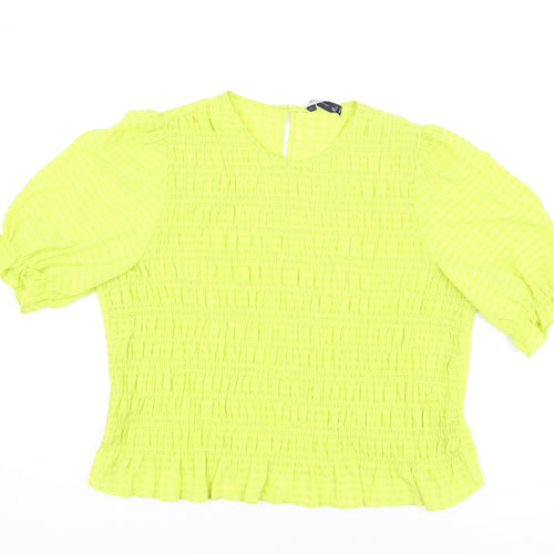 Marks and Spencer Womens Green Polyester Basic Blouse Size 20 Round Neck