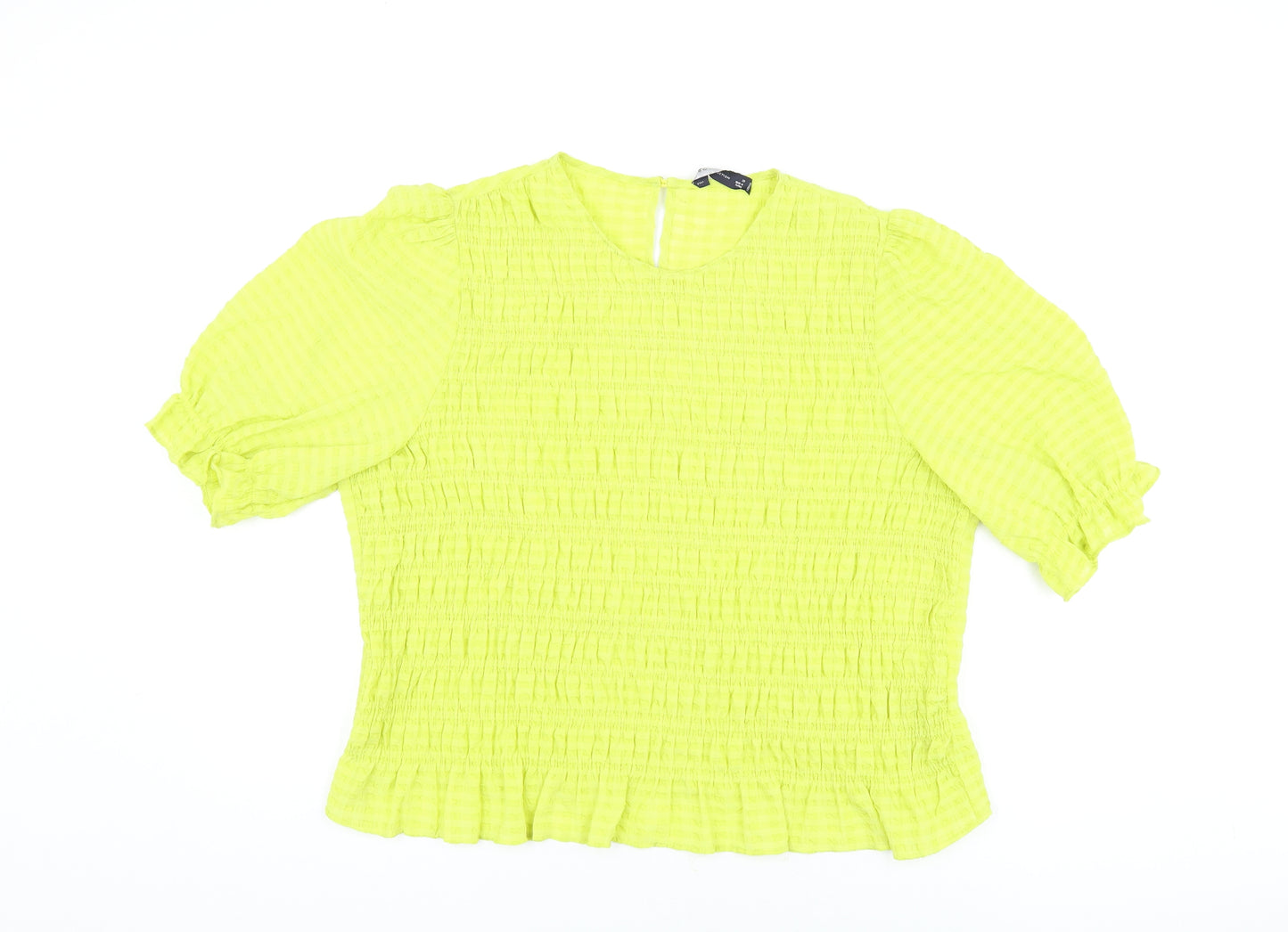 Marks and Spencer Womens Green Polyester Basic Blouse Size 20 Round Neck