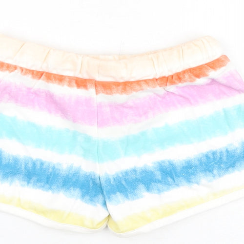 Marks and Spencer Girls Multicoloured Geometric Cotton Sweat Shorts Size 3-4 Years Regular Drawstring - Tie Dye