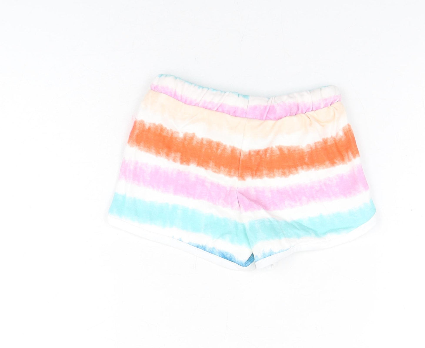 Marks and Spencer Girls Multicoloured Geometric Cotton Sweat Shorts Size 2-3 Years Regular Drawstring - Tie Dye