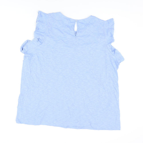Marks and Spencer Womens Blue Cotton Basic T-Shirt Size 20 Round Neck