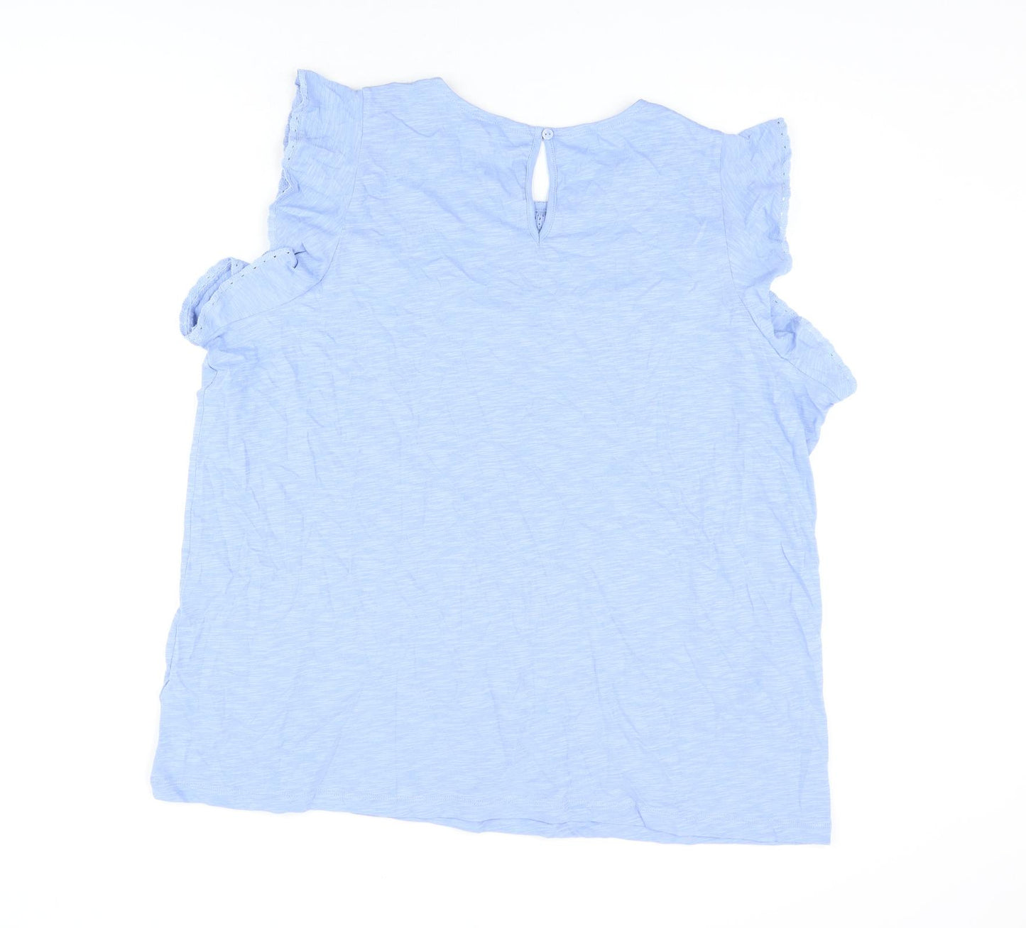 Marks and Spencer Womens Blue Cotton Basic T-Shirt Size 20 Round Neck