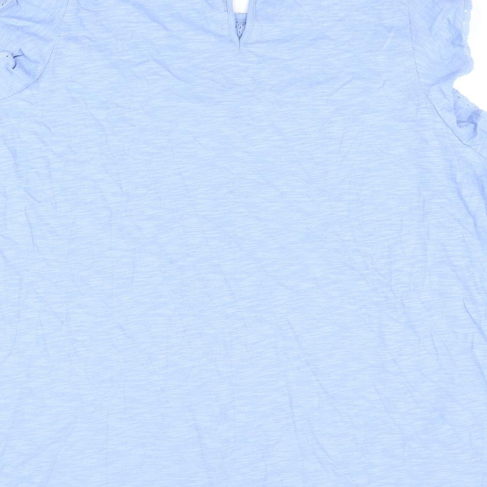 Marks and Spencer Womens Blue Cotton Basic T-Shirt Size 20 Round Neck
