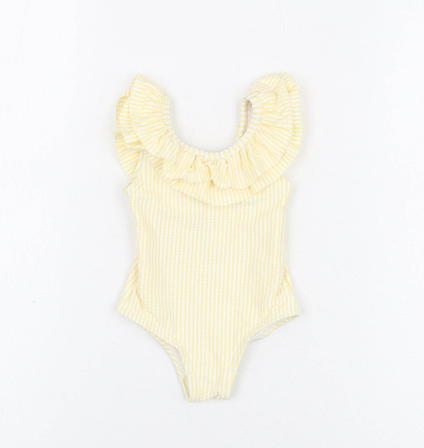 Marks and Spencer Girls Yellow Striped Polyester Unitard One-Piece Size 0-3 Months Pullover - Swimming Costume