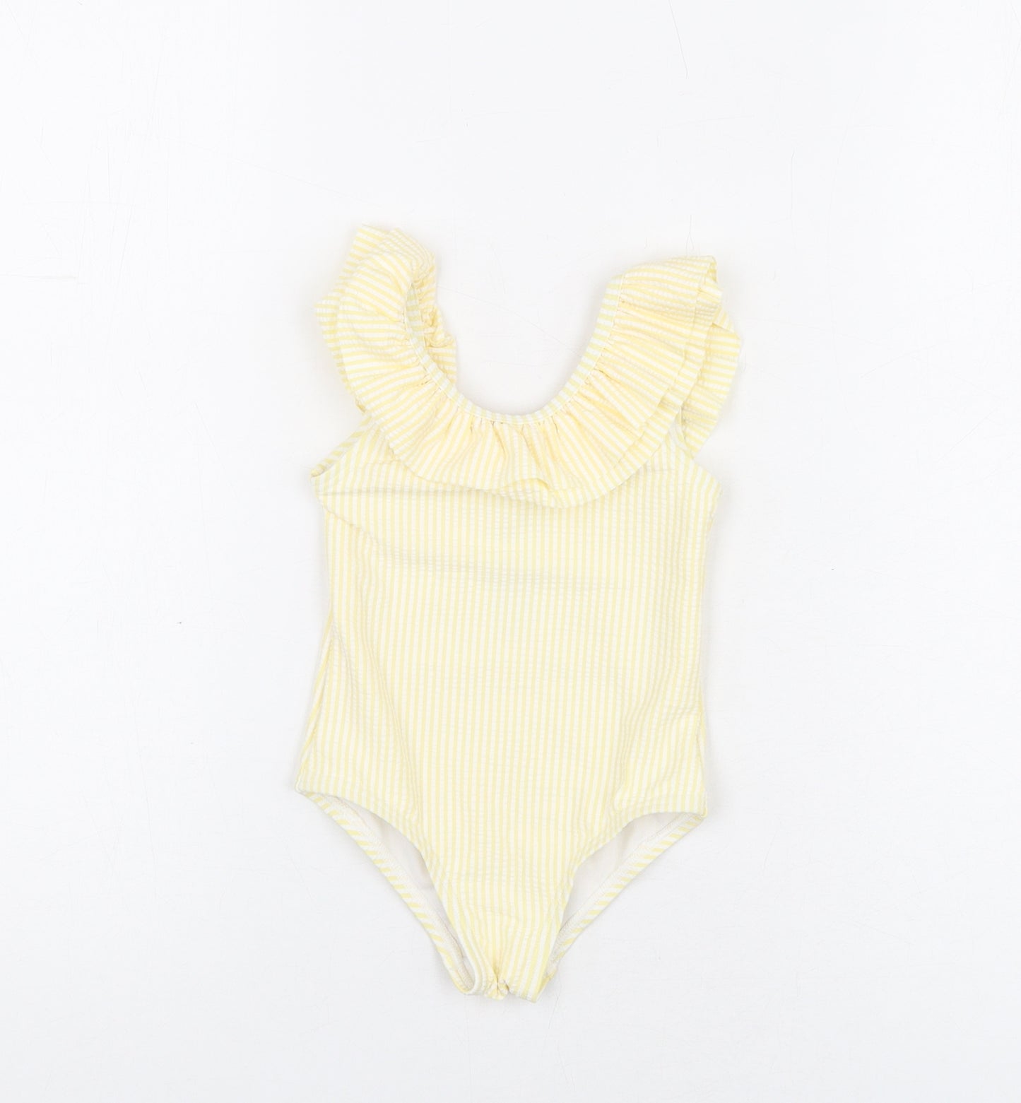 Marks and Spencer Girls Yellow Striped Polyester Unitard One-Piece Size 9-12 Months Pullover - Swimming Costume