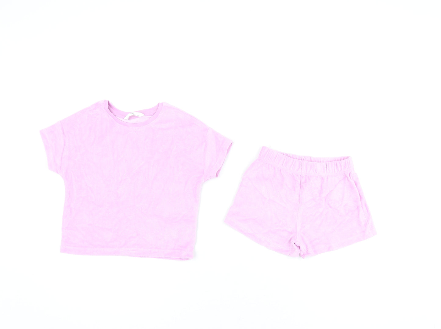 Marks and Spencer Girls Purple Cotton Shorts Outfit/Set Size 2-3 Years Pullover - Short Set