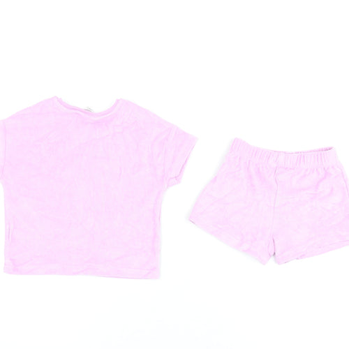 Marks and Spencer Girls Purple Cotton Shorts Outfit/Set Size 2-3 Years Pullover - Short Set