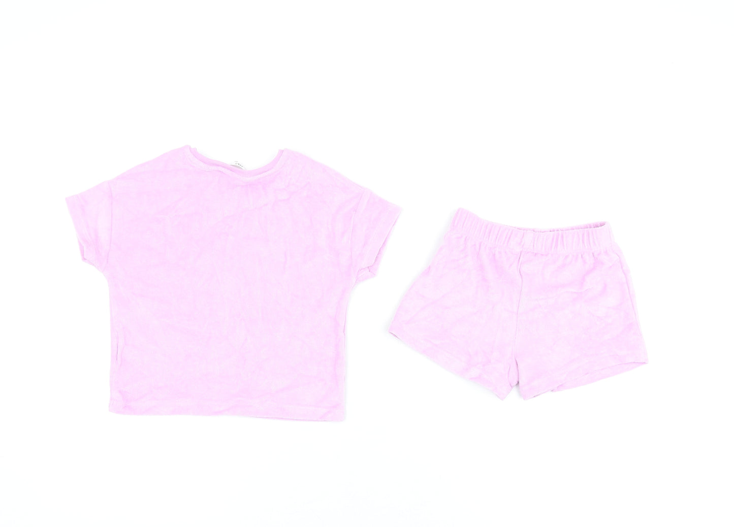 Marks and Spencer Girls Purple Cotton Shorts Outfit/Set Size 2-3 Years Pullover - Short Set