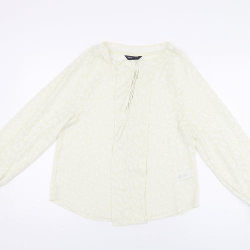 Marks and Spencer Womens Ivory Polyester Basic Blouse Size 6 Round Neck