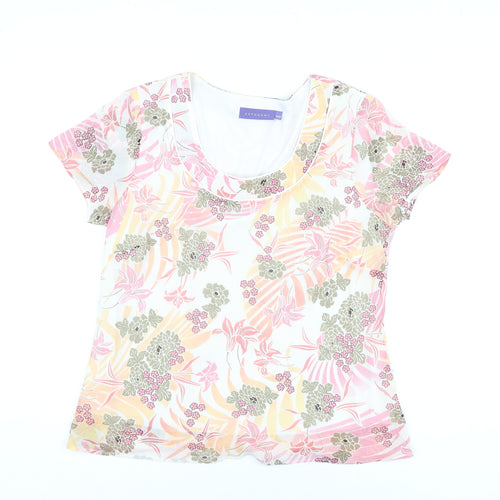 Autonomy Womens Multicoloured Floral Polyester Basic Blouse Size 14 Scoop Neck