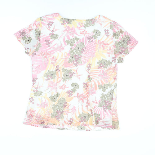 Autonomy Womens Multicoloured Floral Polyester Basic Blouse Size 14 Scoop Neck