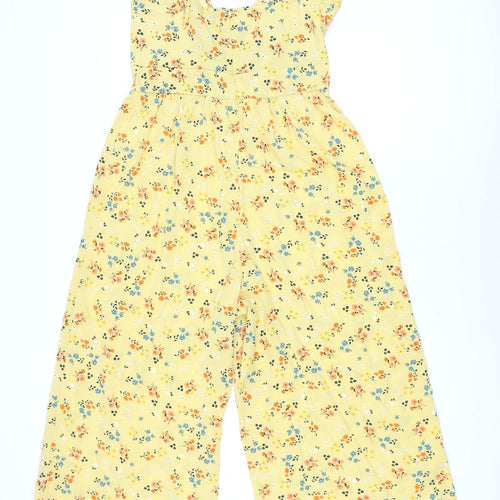 Boohoo Womens Yellow Floral Polyester Jumpsuit One-Piece Size 14 L23 in Zip