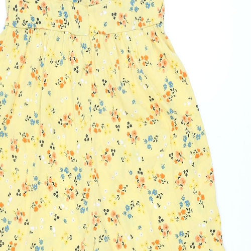 Boohoo Womens Yellow Floral Polyester Jumpsuit One-Piece Size 14 L23 in Zip