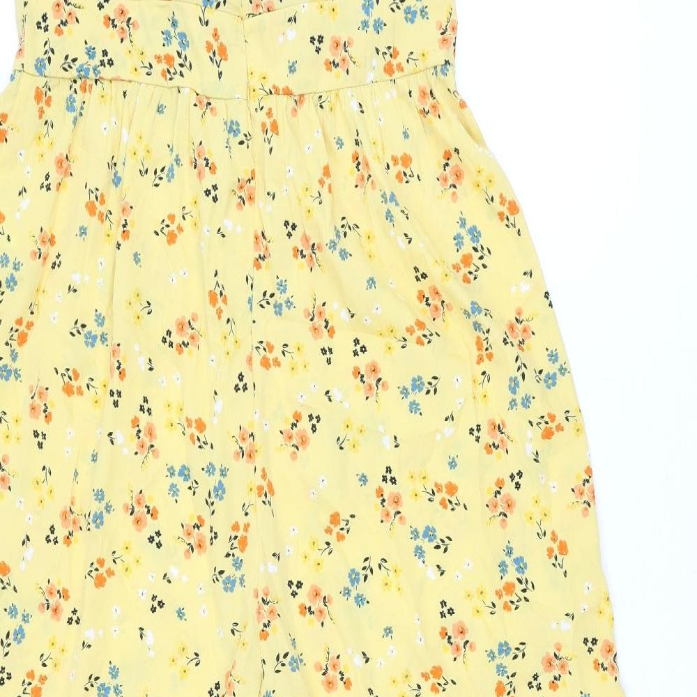 Boohoo Womens Yellow Floral Polyester Jumpsuit One-Piece Size 14 L23 in Zip