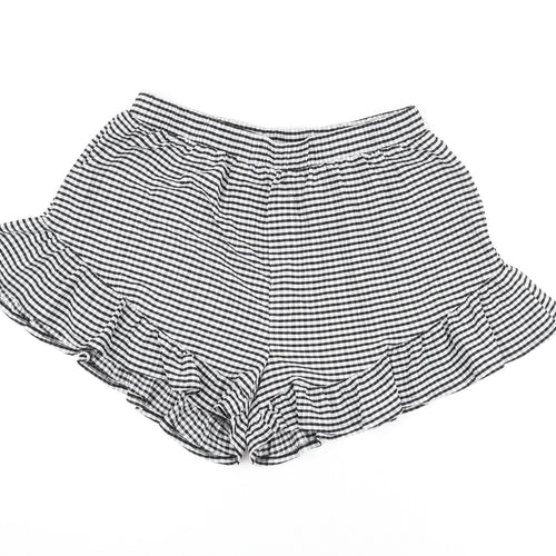 Simply Be Womens Black Striped Polyester Basic Shorts Size 18 Regular Pull On