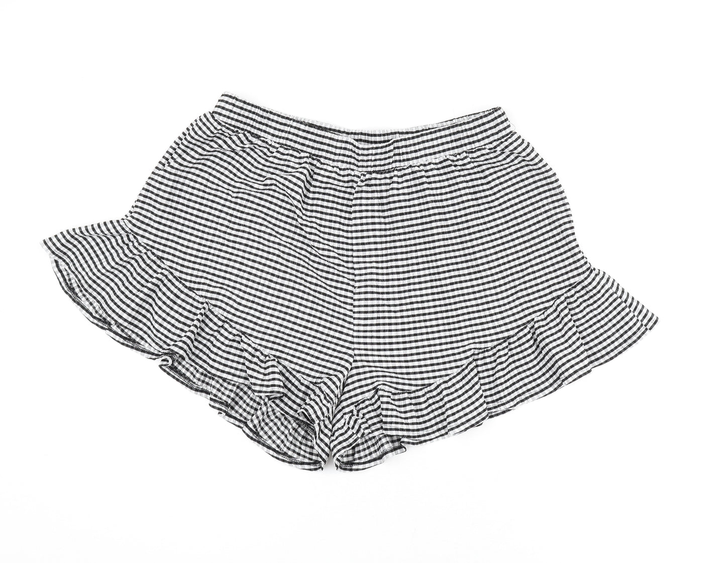 Simply Be Womens Black Striped Polyester Basic Shorts Size 18 Regular Pull On