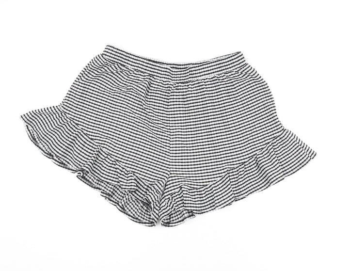 Simply Be Womens Black Striped Polyester Basic Shorts Size 18 Regular Pull On