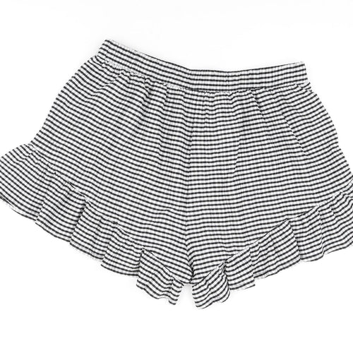 Simply Be Womens Black Striped Polyester Basic Shorts Size 18 Regular Pull On