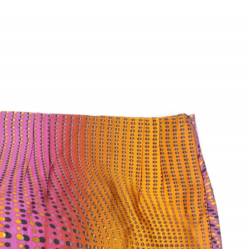 Zara Womens Multicoloured Geometric Polyester Mini Skirt Size M Zip